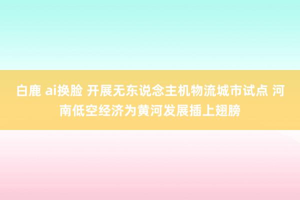 白鹿 ai换脸 开展无东说念主机物流城市试点 河南低空经济为黄河发展插上翅膀