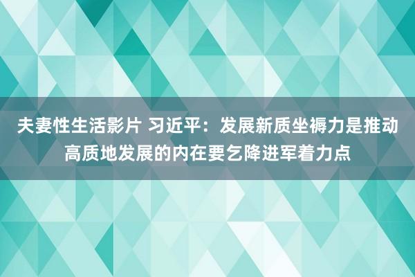 夫妻性生活影片 习近平：发展新质坐褥力是推动高质地发展的内在要乞降进军着力点