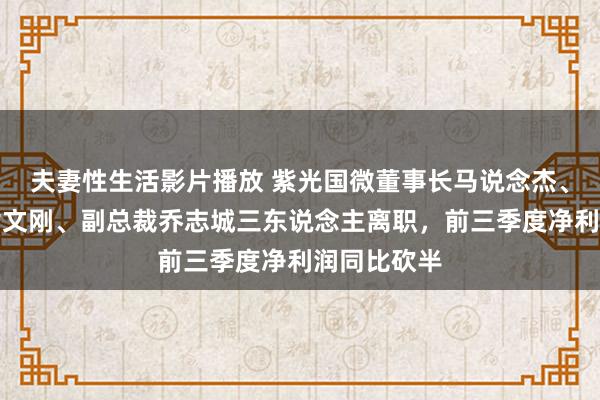 夫妻性生活影片播放 紫光国微董事长马说念杰、副董事长谢文刚、副总裁乔志城三东说念主离职，前三季度净利润同比砍半