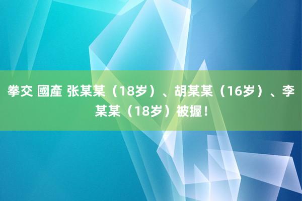 拳交 國產 张某某（18岁）、胡某某（16岁）、李某某（18岁）被握！